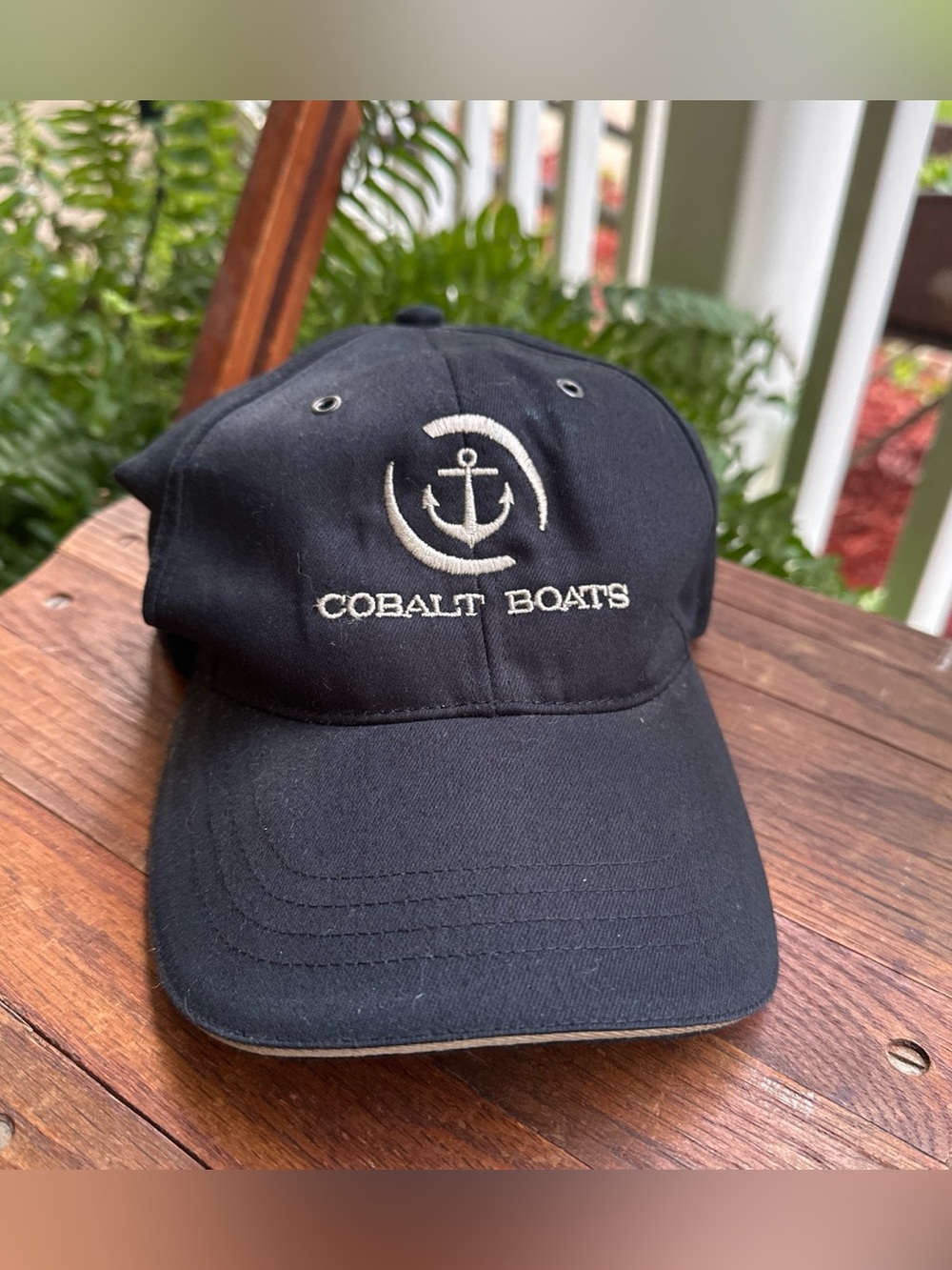 Cobalt Boats Black Embroidered Anchor Baseball Cap